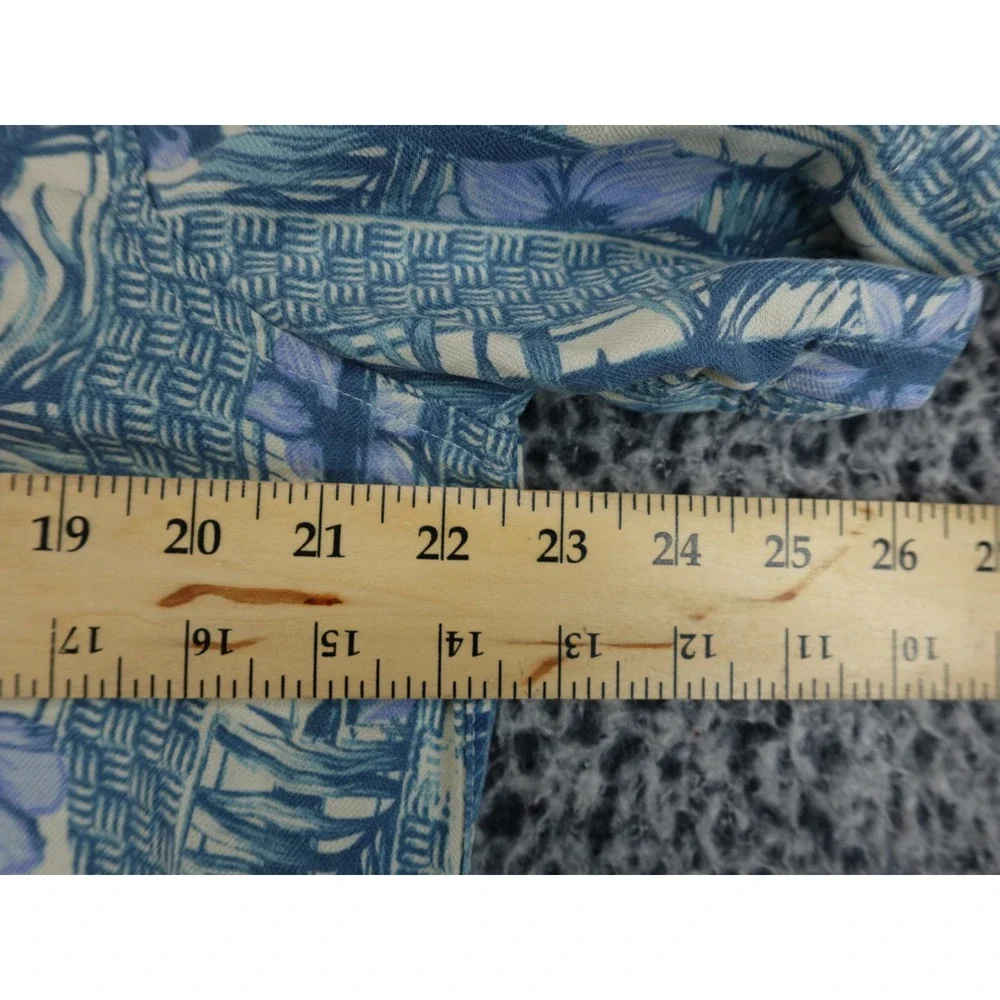 Tasso Elba Island Shirt Mens Large Blue‎ Excellent Silk Linen Tropical Floral